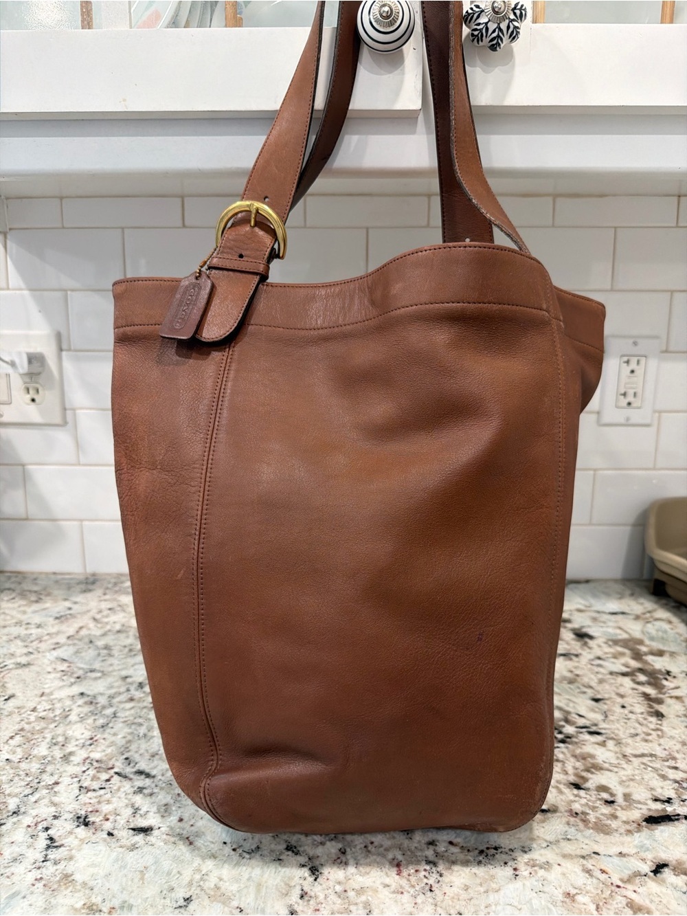 Coach Brown bucket large vintage Leather Tote bag - Picture 4 of 11